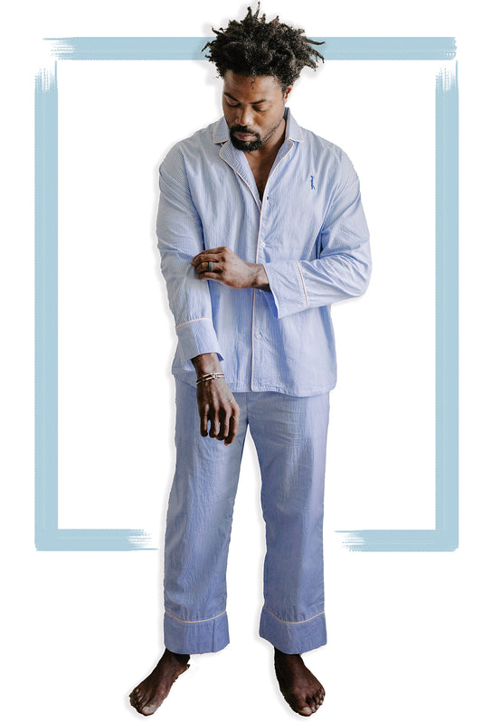 Mens Seersucker Pajama Set | Chambray