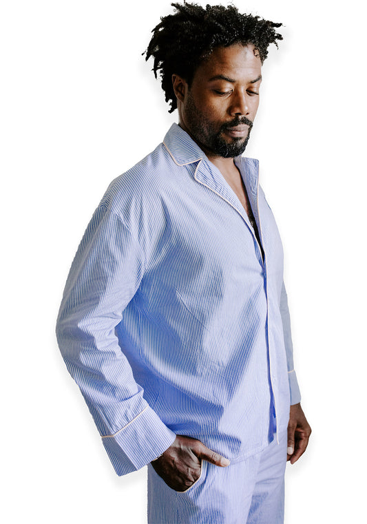 Mens Seersucker Pajama Set | Chambray