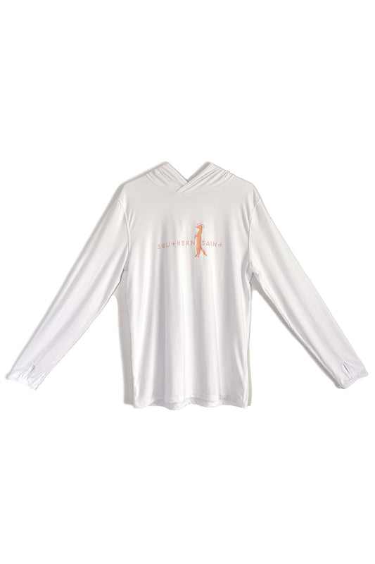 Camisa de sol semiajustada con capucha para hombre | Blanco