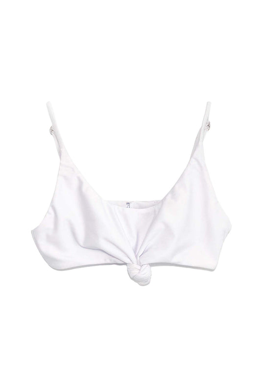 Top de bikini tipo bralette de mangosta blanco